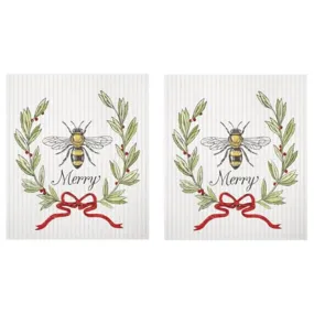2 Mary Lake-Thompson SC1591 Reusable Kitchen Sponge Cloths, Bee Merry