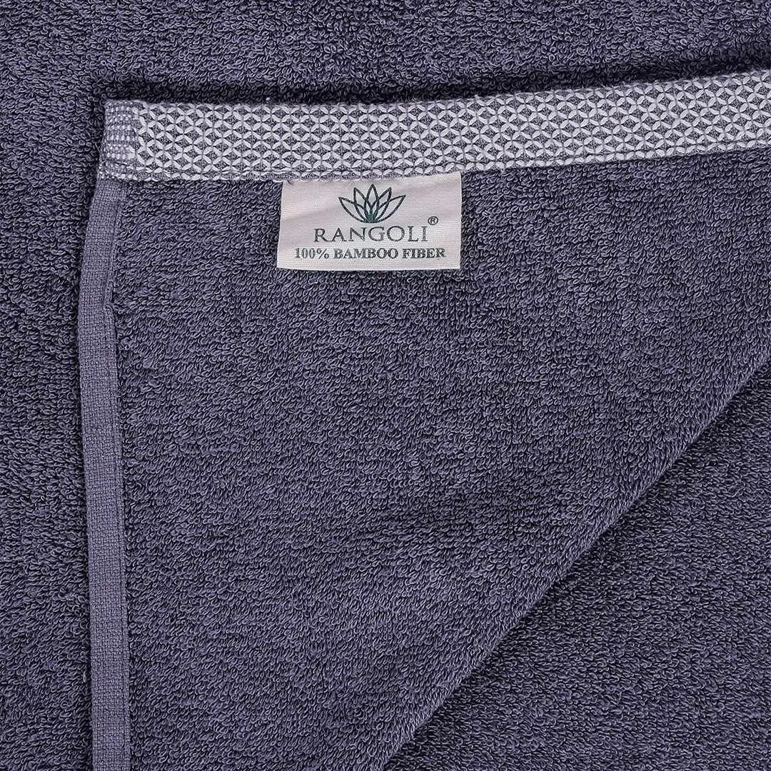 500 GSM Bamboo Hand Towels Set Of 4 - Beige & Dark Grey | Ultra Soft & Highly Absorbent Towels