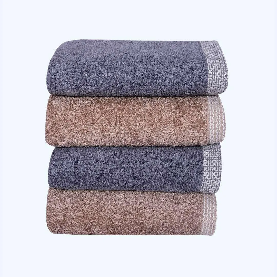 500 GSM Bamboo Hand Towels Set Of 4 - Beige & Dark Grey | Ultra Soft & Highly Absorbent Towels