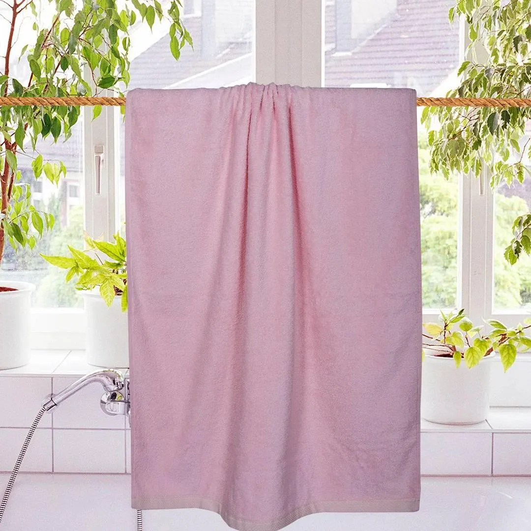 500 GSM Bamboo Towels Set Of 4 - Pink & Blue | Ultra Soft & Highly Absorbent Towels