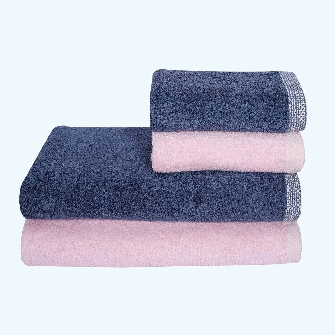500 GSM Bamboo Towels Set Of 4 - Pink & Blue | Ultra Soft & Highly Absorbent Towels