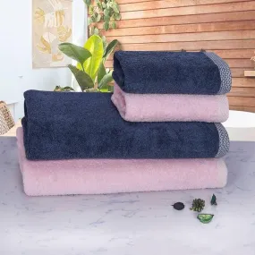 500 GSM Bamboo Towels Set Of 4 - Pink & Blue | Ultra Soft & Highly Absorbent Towels