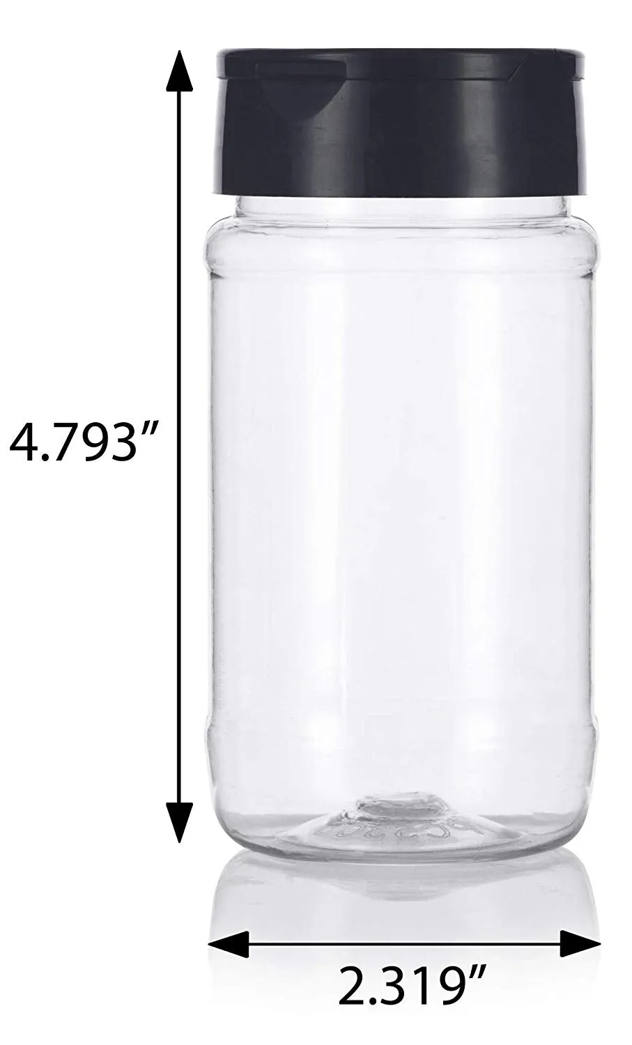 8 oz / 240 ml Clear Plastic Spice Bottle with Black Sifter