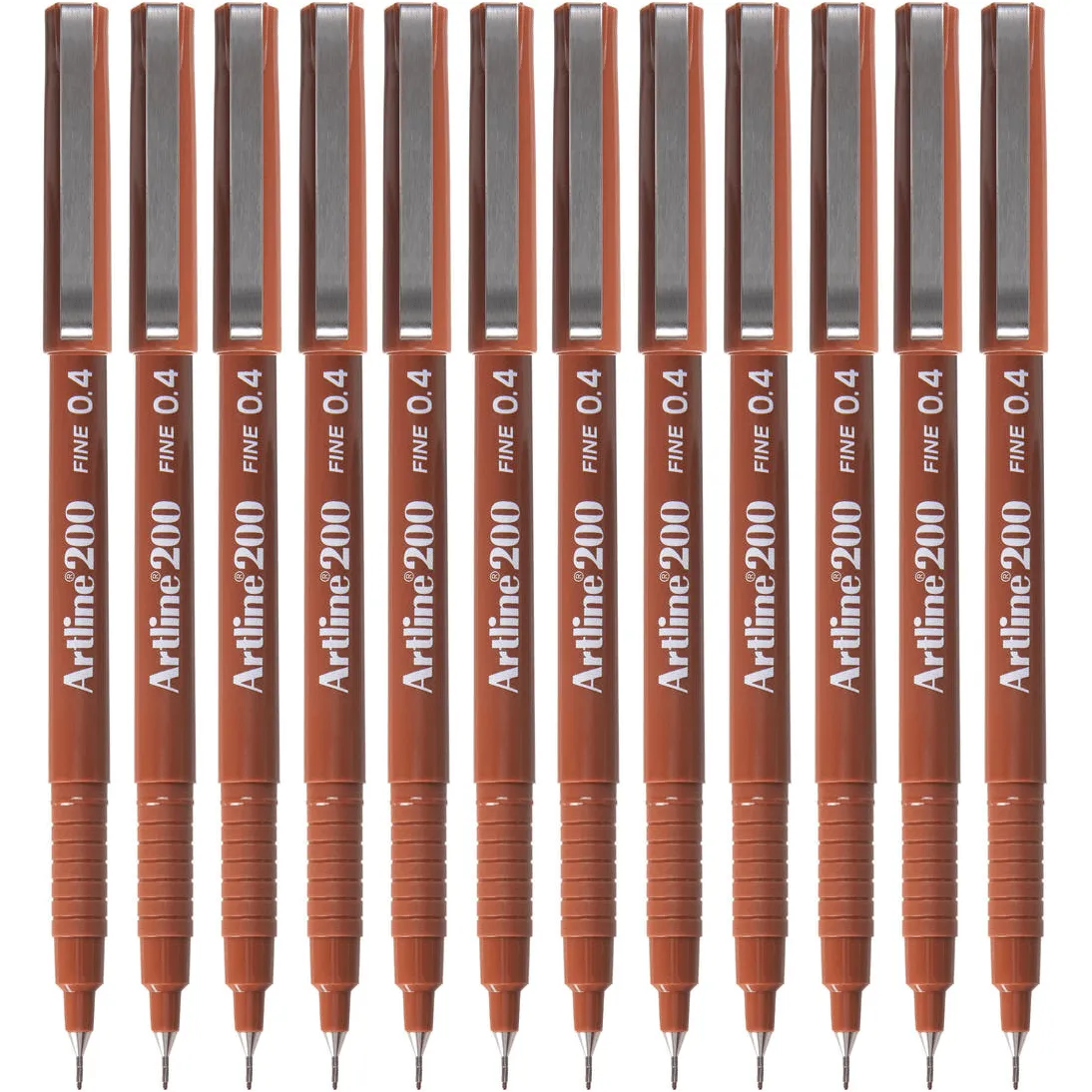 Artline 200 Fineliner Felt Tip Pen 0.4mm Brown Box 12