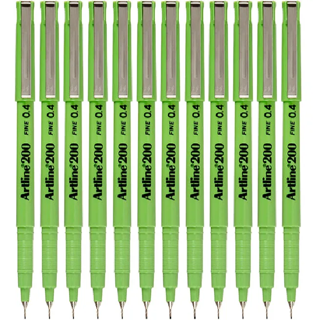 Artline 200 Fineliner Felt Tip Pen 0.4Mm Lime Green Box 12