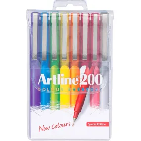 Artline 200 Fineliner Pen 0.4mm Bright Assorted Colours Wallet Pack 8