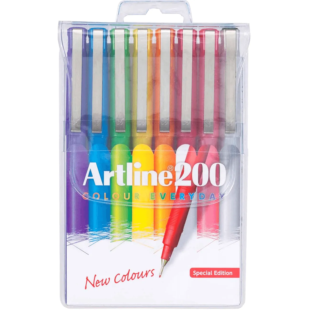 Artline 200 Fineliner Pen 0.4mm Bright Assorted Colours Wallet Pack 8