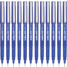 Artline 220 Fineline Pen 0.2mm Extra Fine Blue Box 12