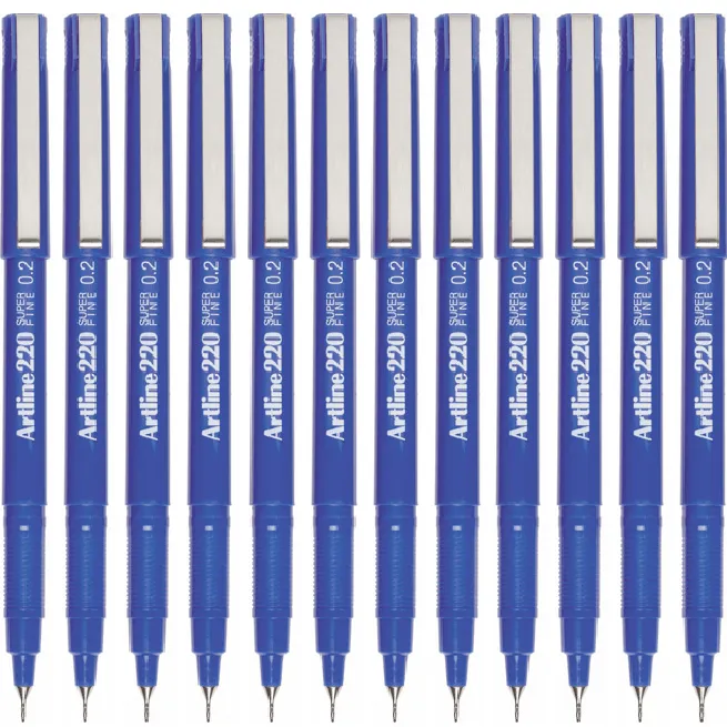 Artline 220 Fineline Pen 0.2mm Extra Fine Blue Box 12
