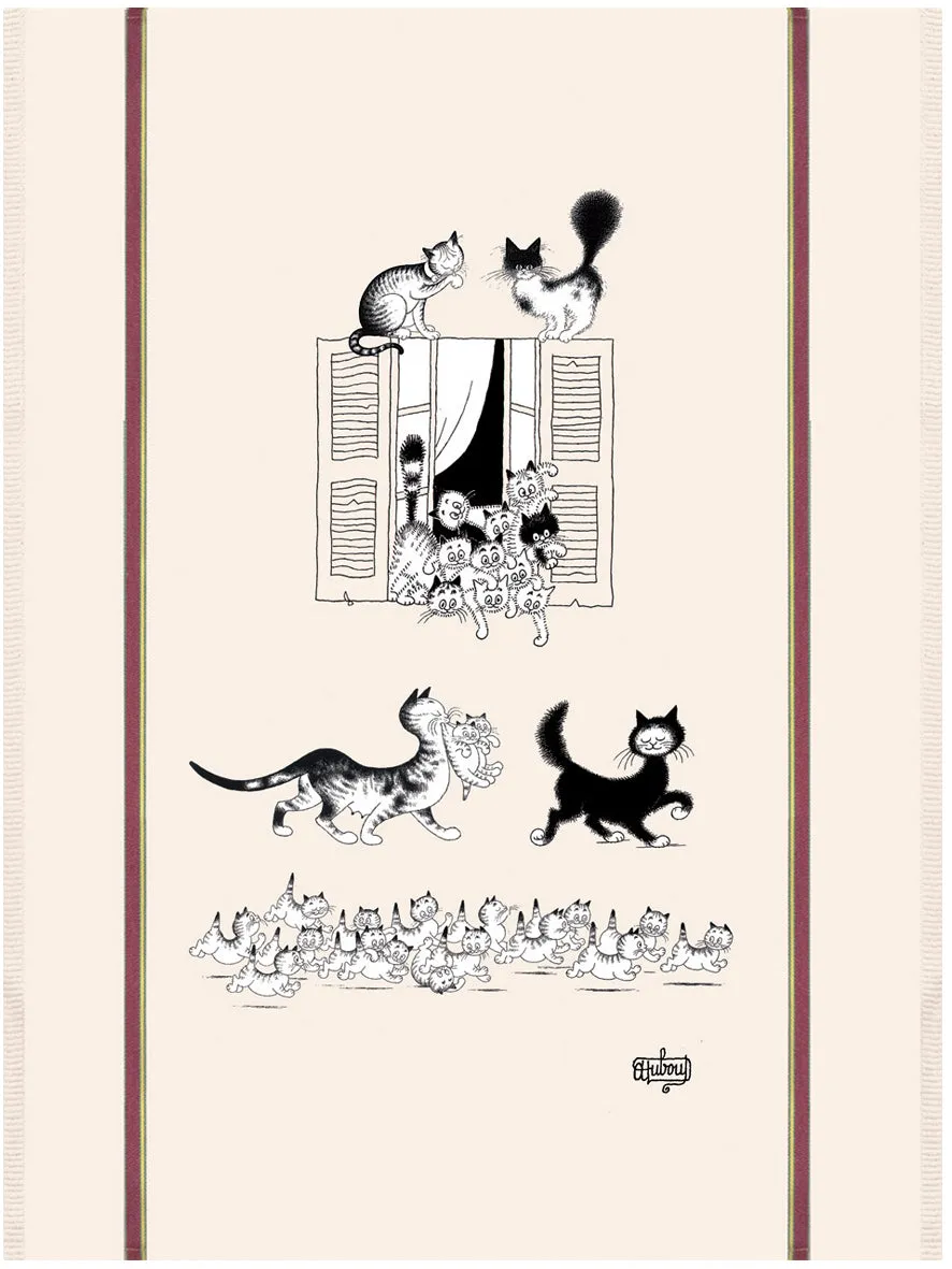 Cats at the Window (Chats à la fenêtre) Dubout Cats Tea Towel
