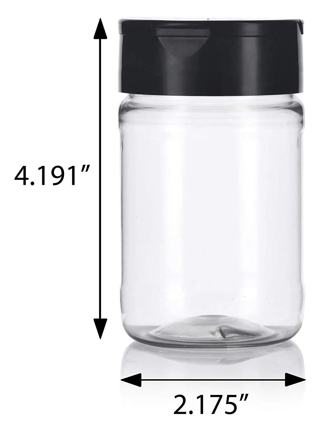 Clear Plastic Spice Bottle with Black Sifter - 6 oz / 180 ml