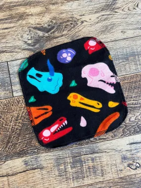 Colorful Dino Skulls 1ply flannel cloth wipes