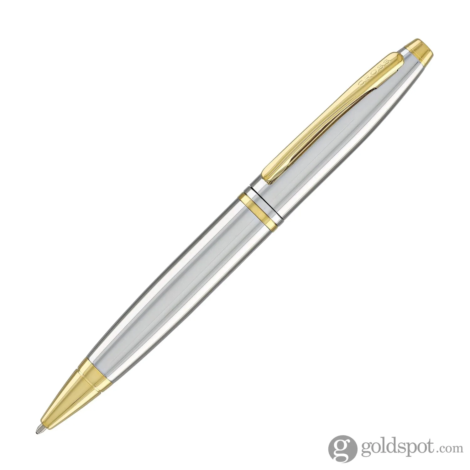Cross Calais Ballpoint Pen in Chrome with Gold Trim