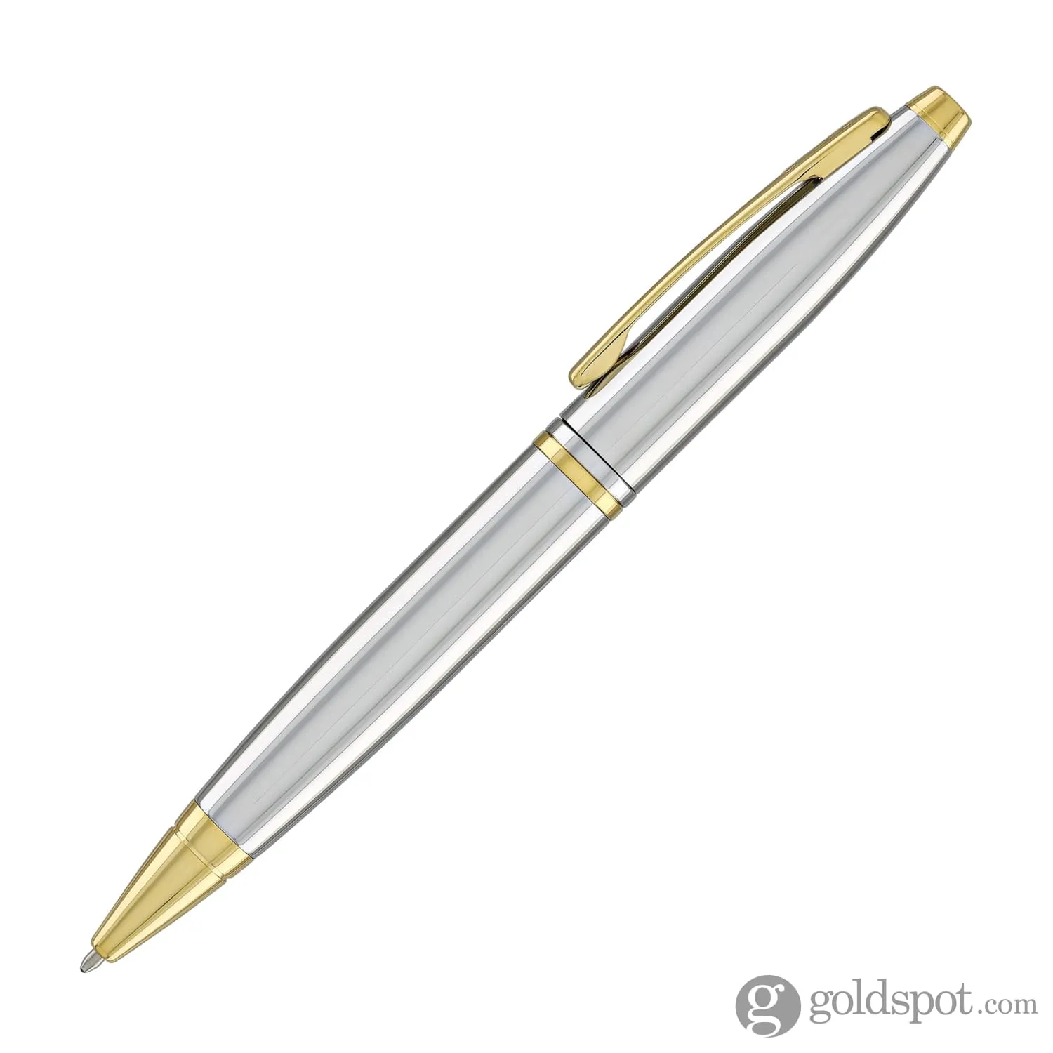 Cross Calais Ballpoint Pen in Chrome with Gold Trim