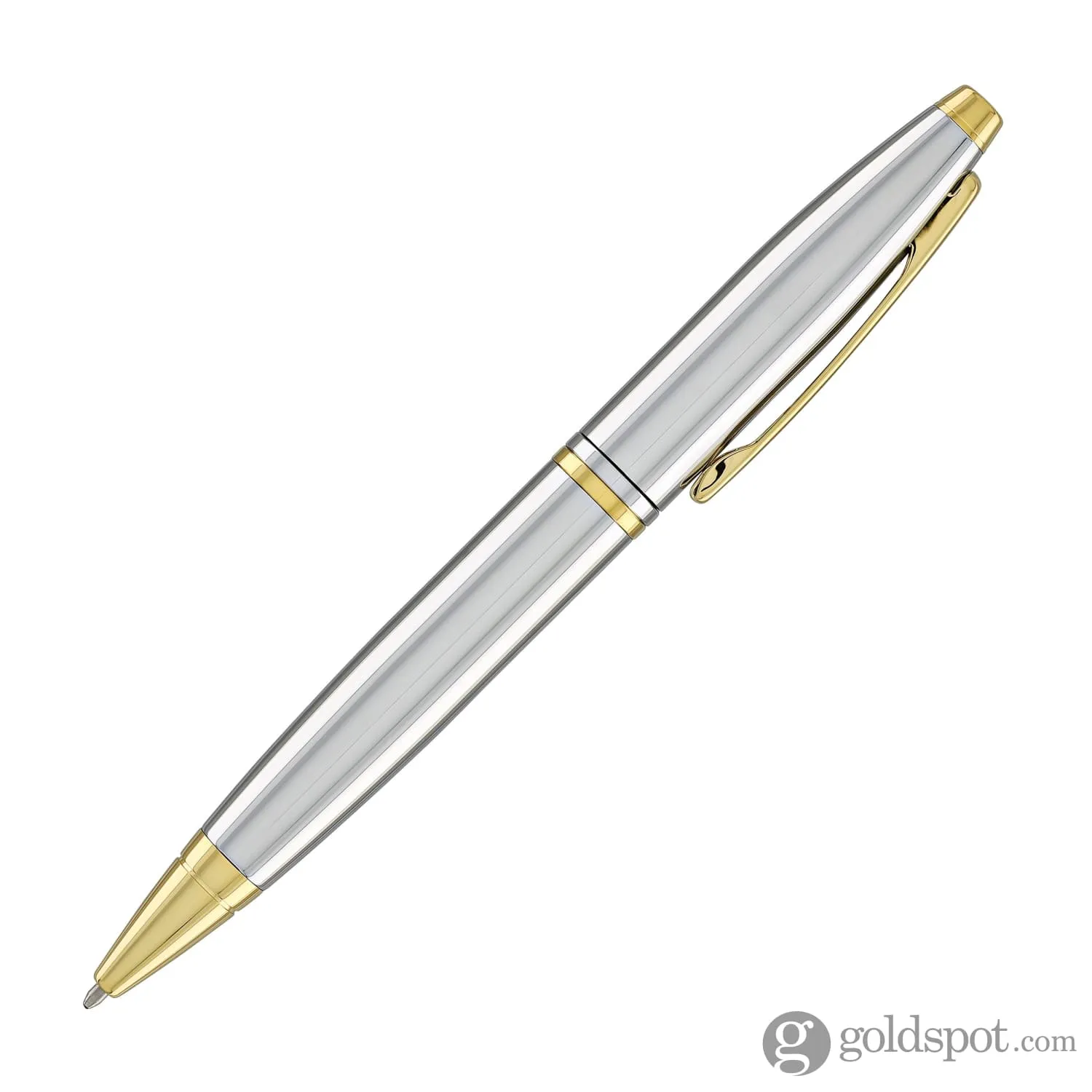 Cross Calais Ballpoint Pen in Chrome with Gold Trim