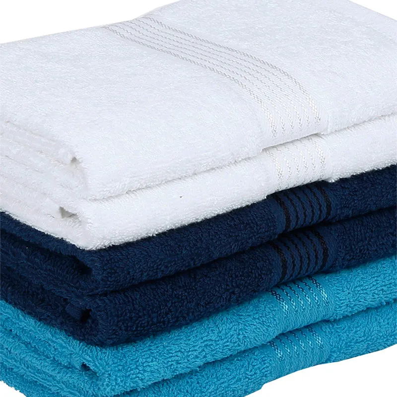 Eva Quick Dry Hand Towel (Blue/Navy Blue/White) - Set Of Six