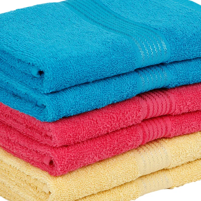 Eva Quick Dry Hand Towel (Blue/Yellow/Pink) - Set Of Six