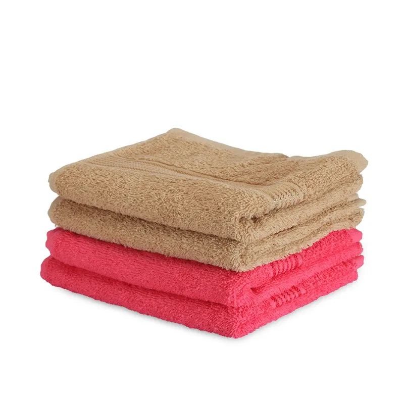 Eva Quick Dry Hand Towel (Pink & Taupe) - Set Of Four