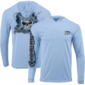 Flying Fisherman Pirate Skull Performance Pullover Hoodie - Blue Mist