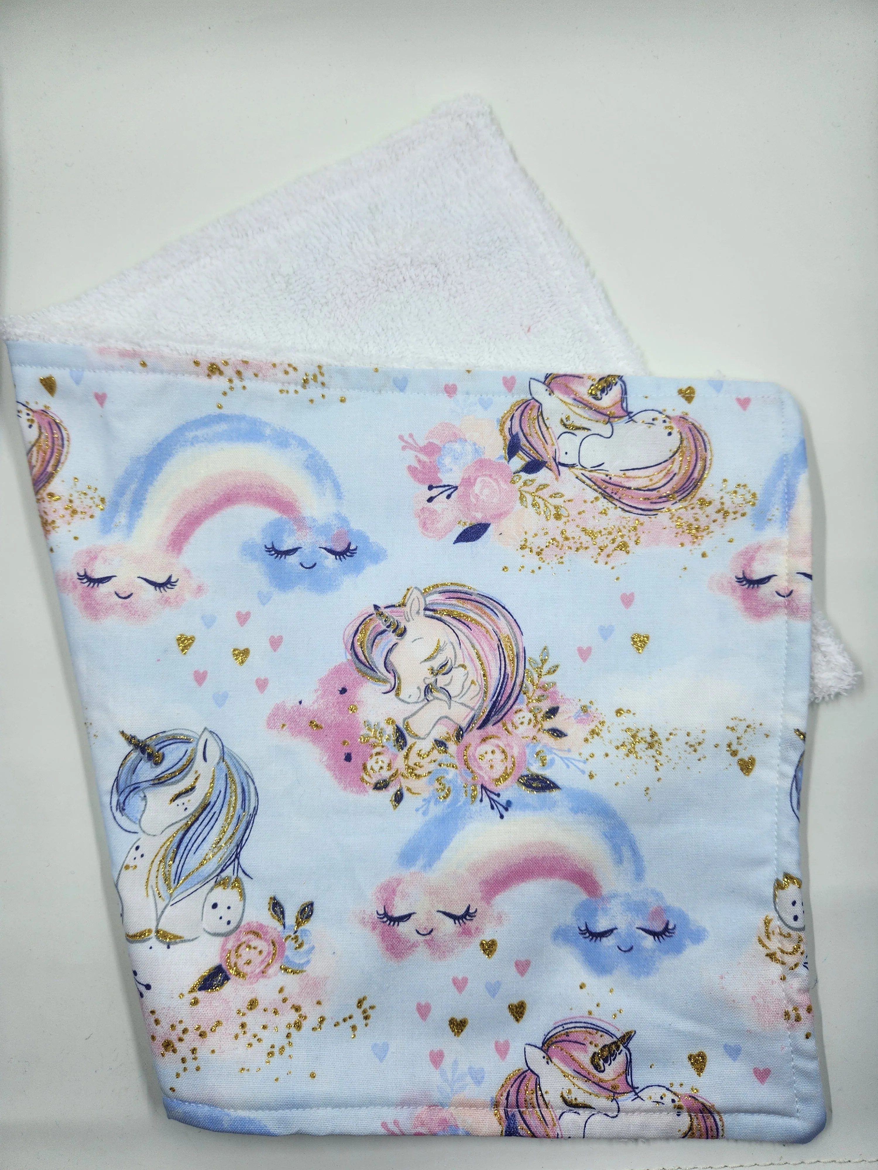 Gold Glitter Unicorn Burp Cloth