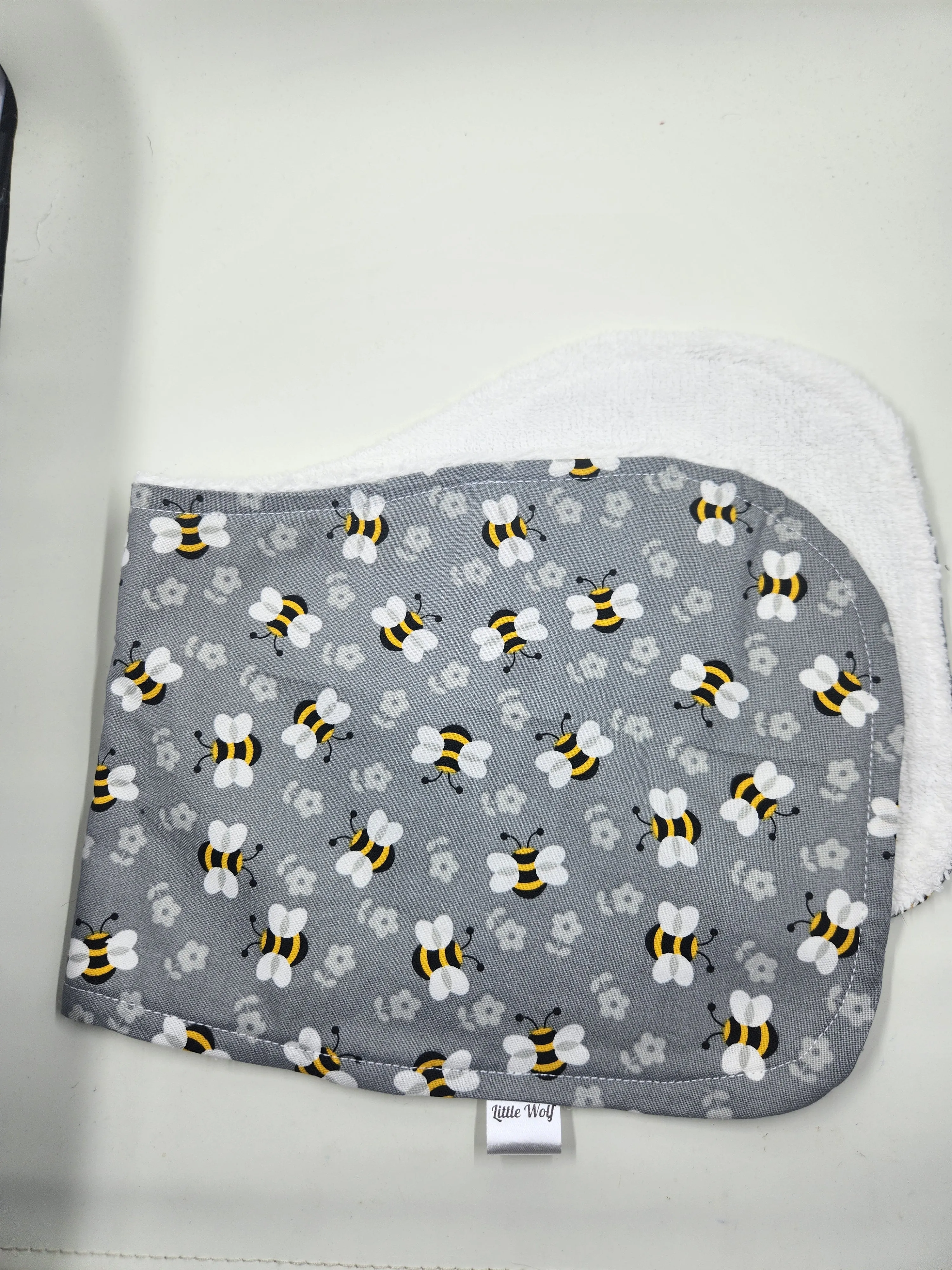 Grey Bees Burp Cloth