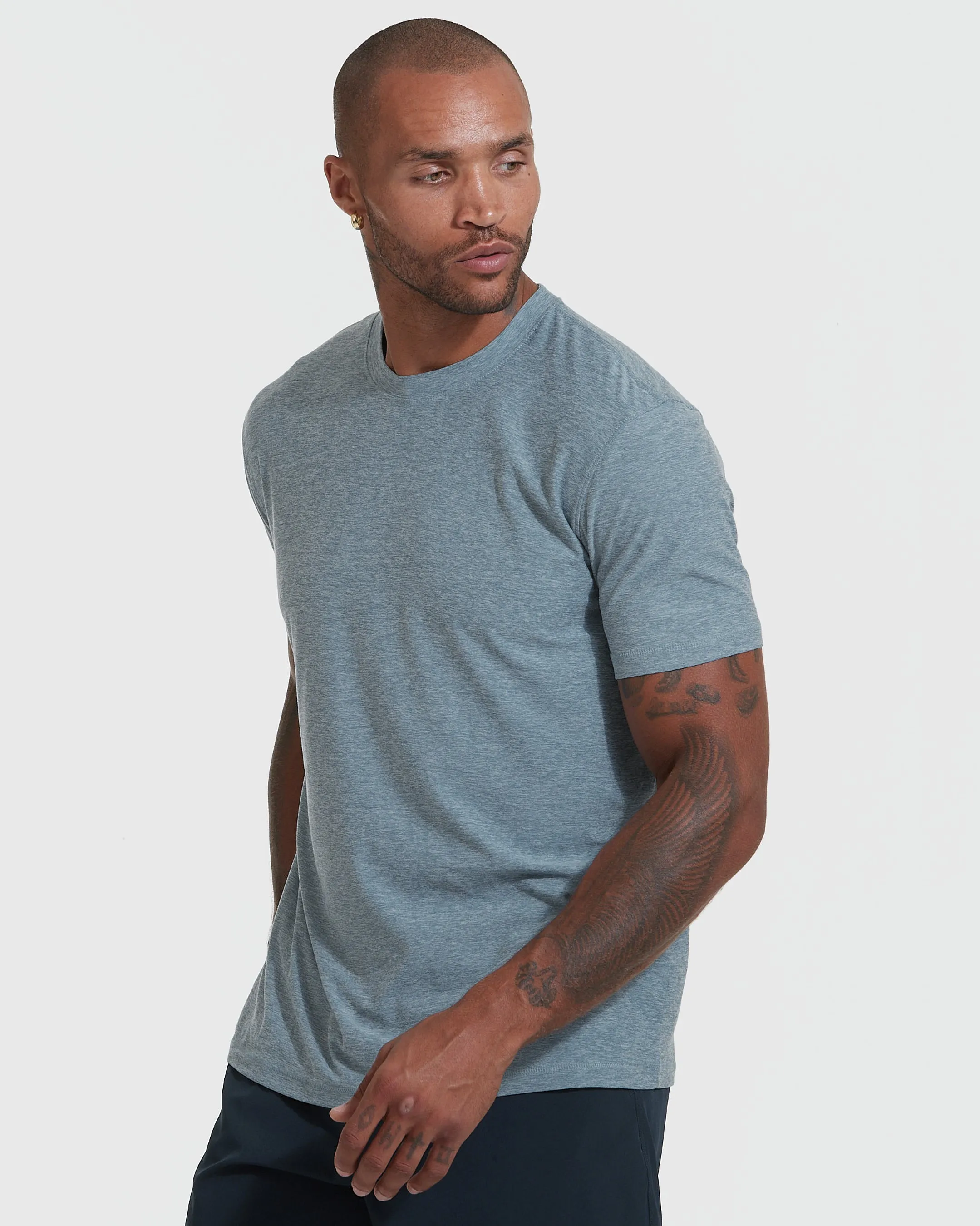 Heather Indigo Active Crew Neck Tee