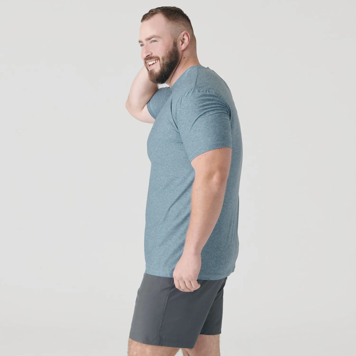 Heather Indigo Active Crew Neck Tee