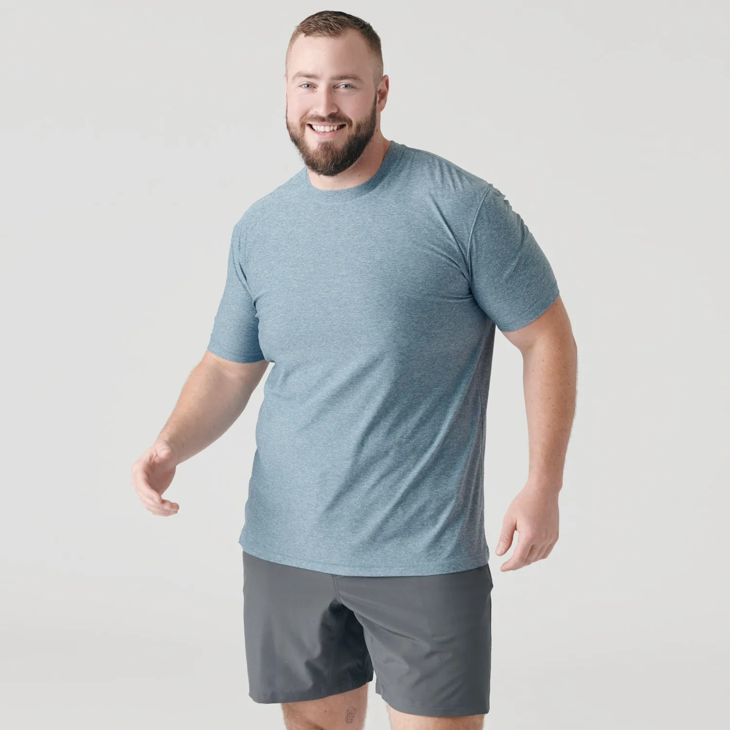 Heather Indigo Active Crew Neck Tee