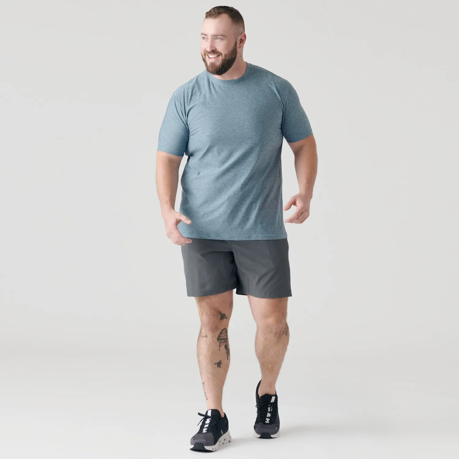 Heather Indigo Active Crew Neck Tee