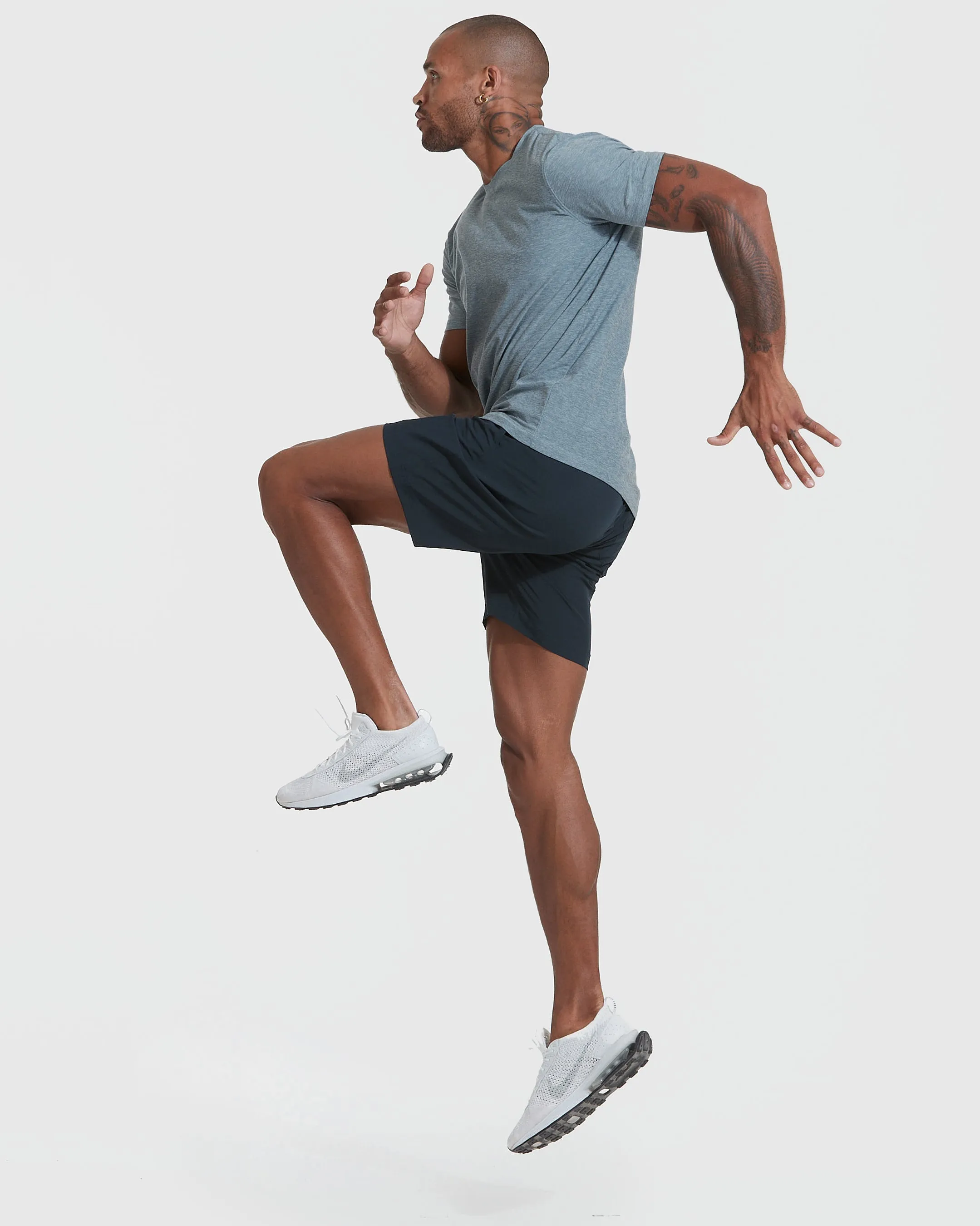 Heather Indigo Active Crew Neck Tee
