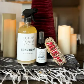 Holiday Housewarming Gift Set: Non-Toxic Cleaner   Room Mist   Smudge Stick   Turkish Towel