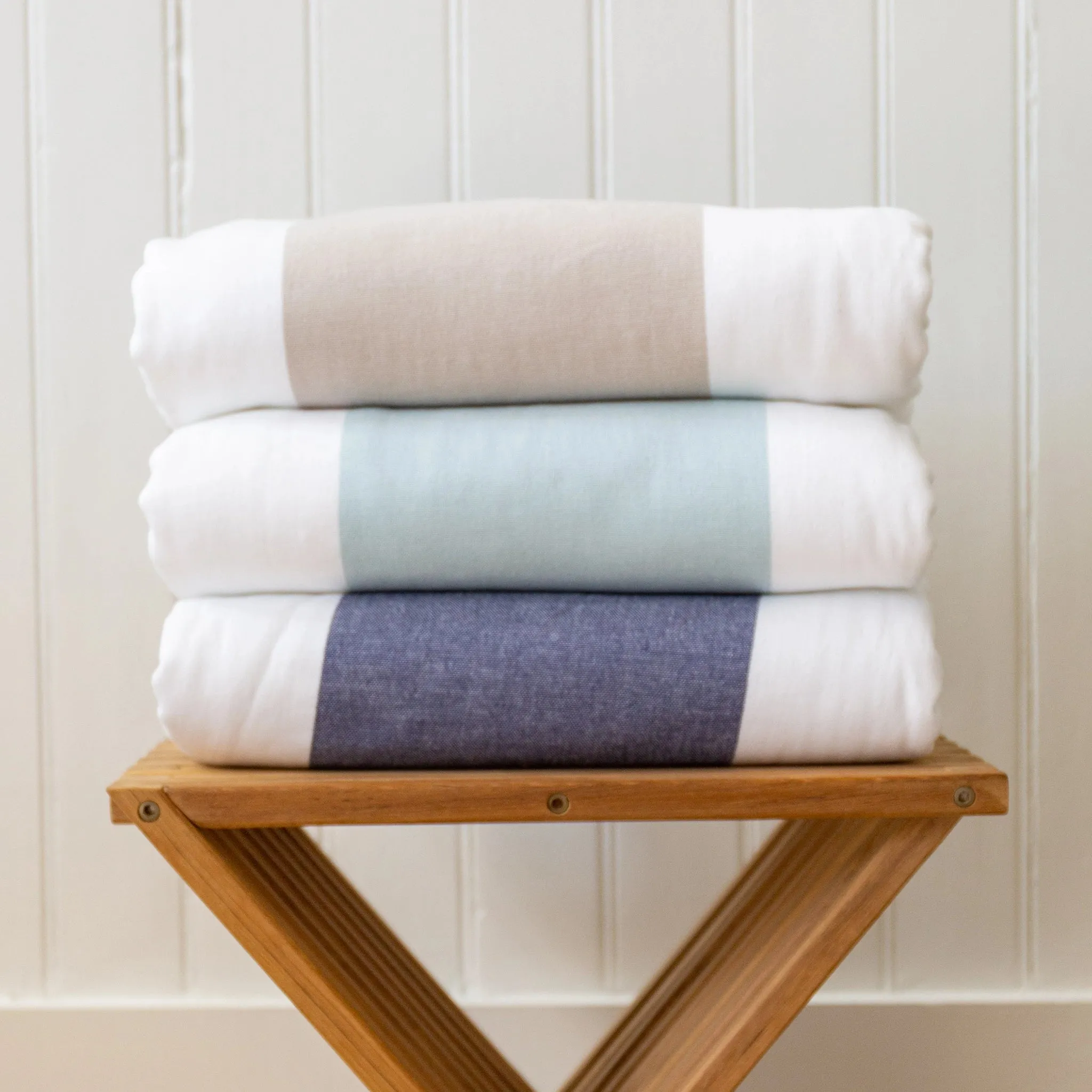 Khaki and White Stripe Beach Towel