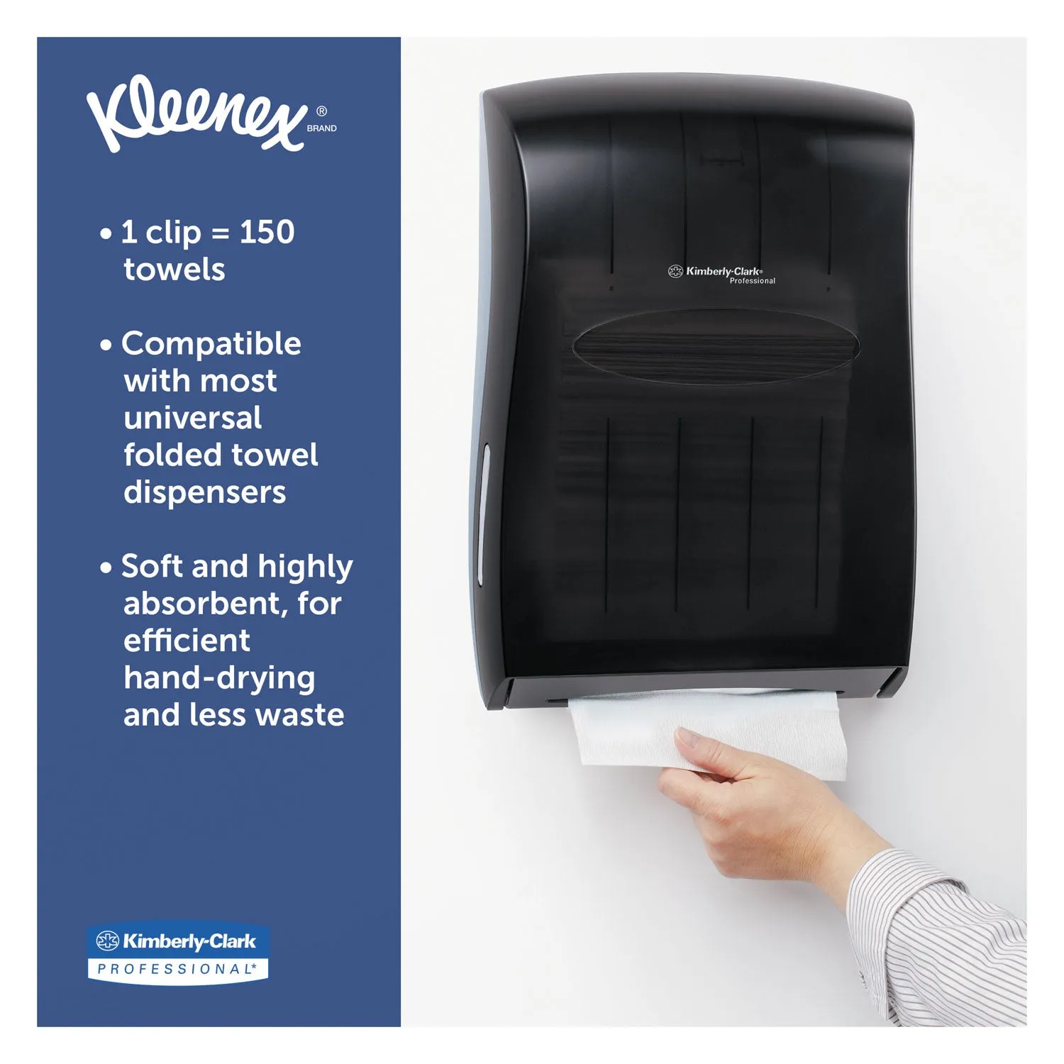 Kleenex Multi-Fold Paper Towels, 9 1/5 X 9 2/5, White, 150/Pack, 16 Packs/Carton - KCC01890