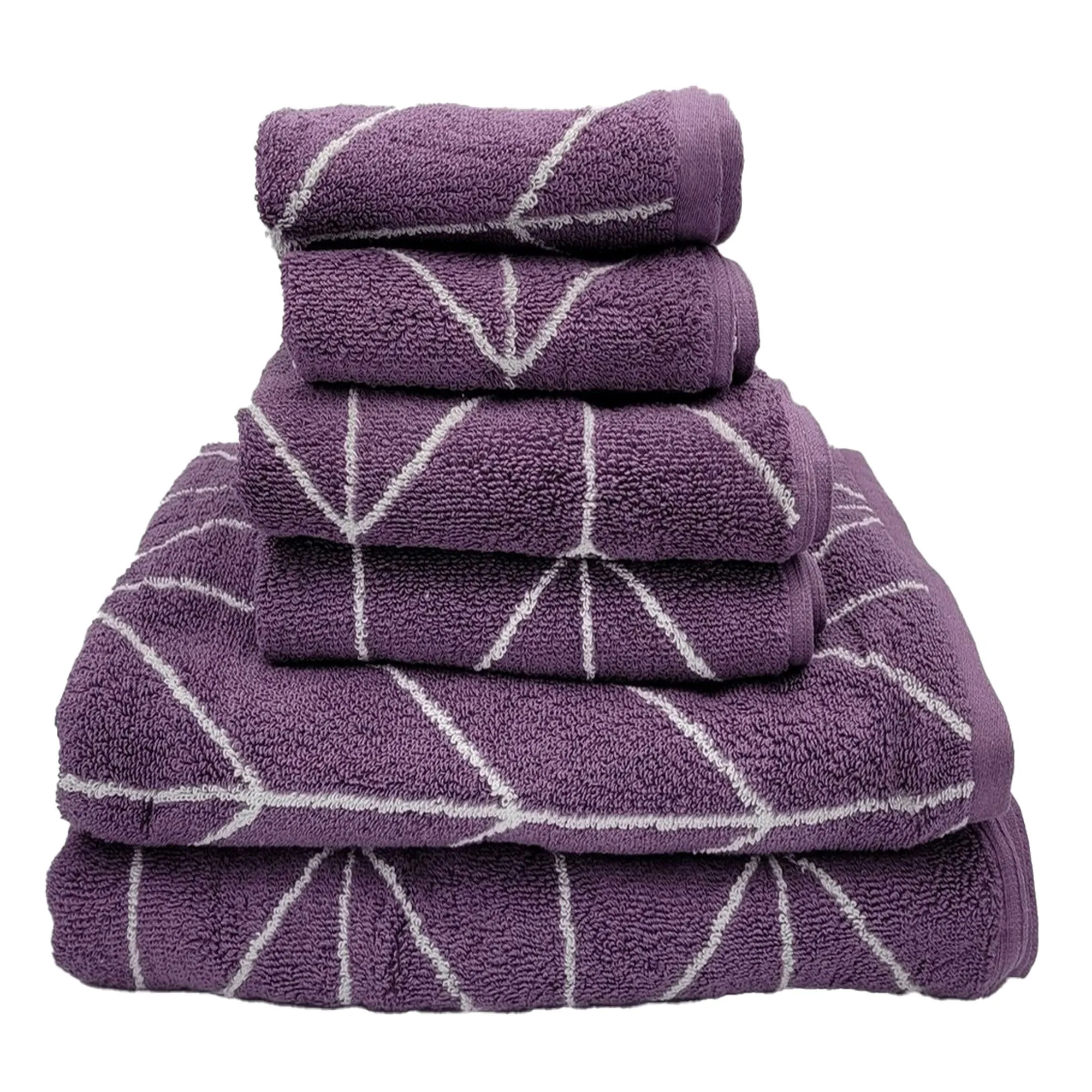 Knightsbridge Luxurious 6 Pieces Yarn Dyed Jacquard All Season Towel Set Grape