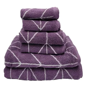 Knightsbridge Luxurious 6 Pieces Yarn Dyed Jacquard All Season Towel Set Grape