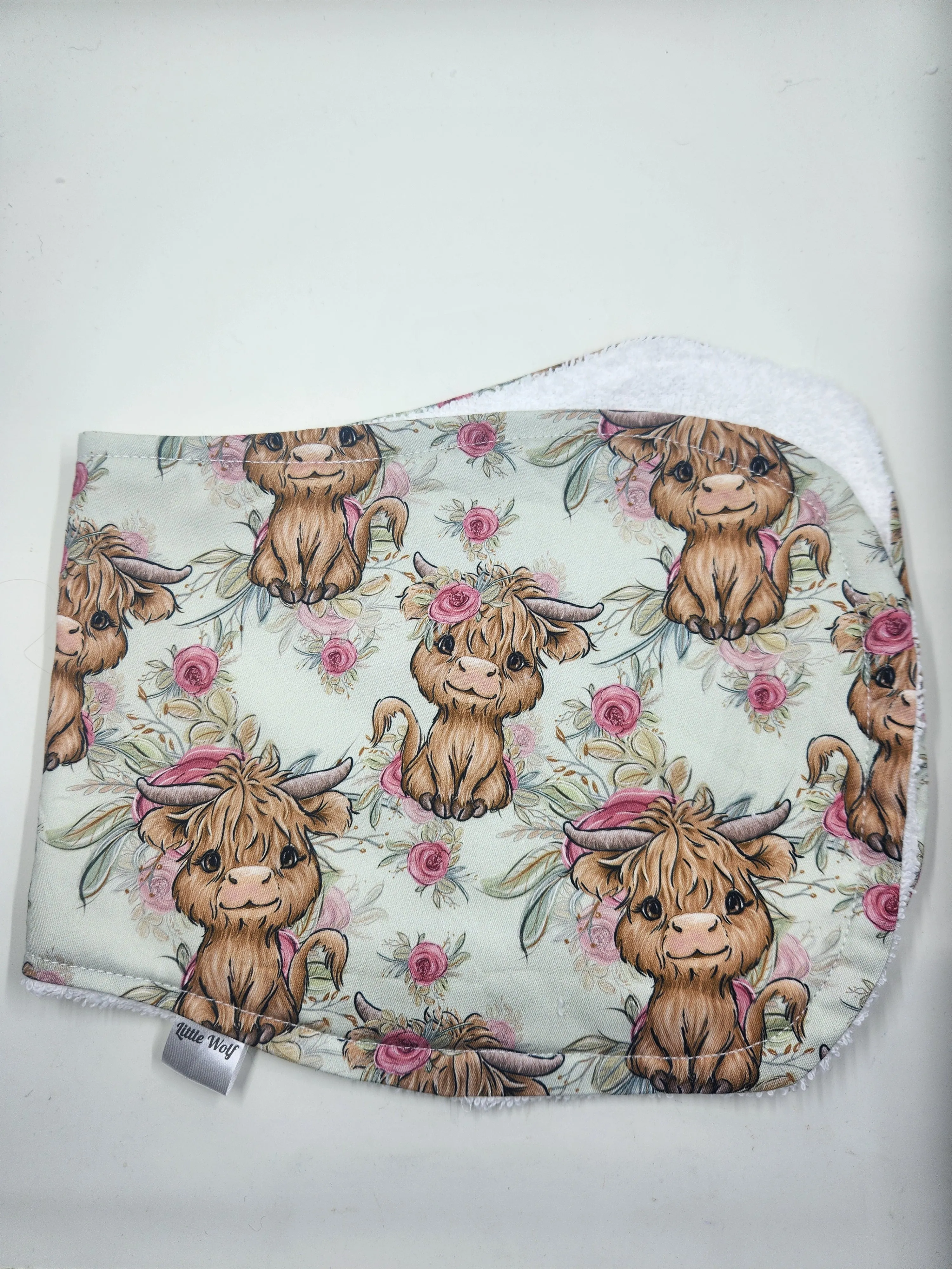 Light Green Highland Cow Burp Cloth