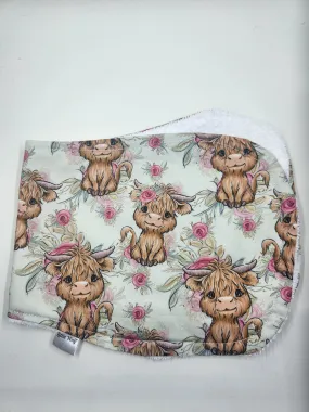 Light Green Highland Cow Burp Cloth