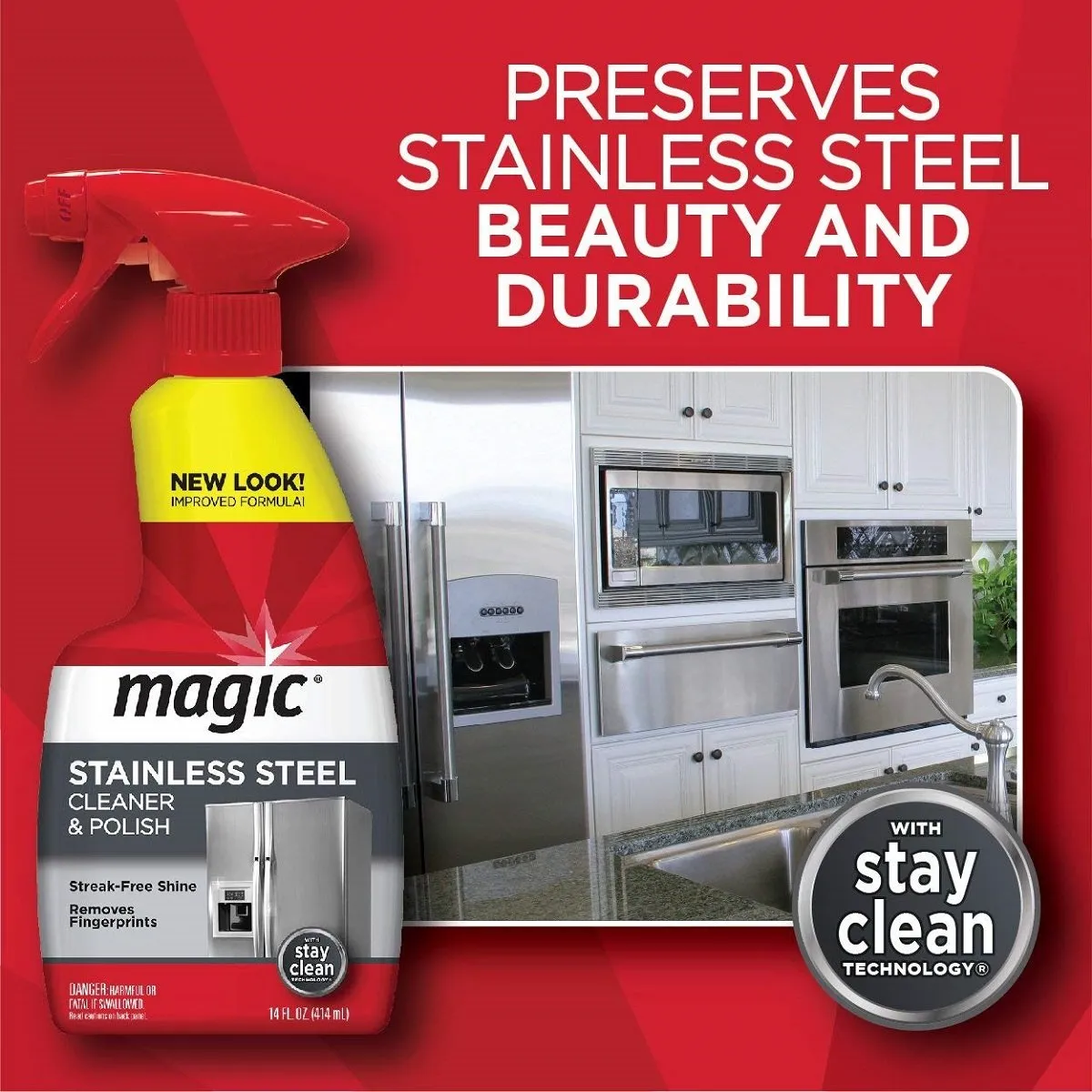 Magic 3055 Stainless Steel Cleaner & Shine 414ml