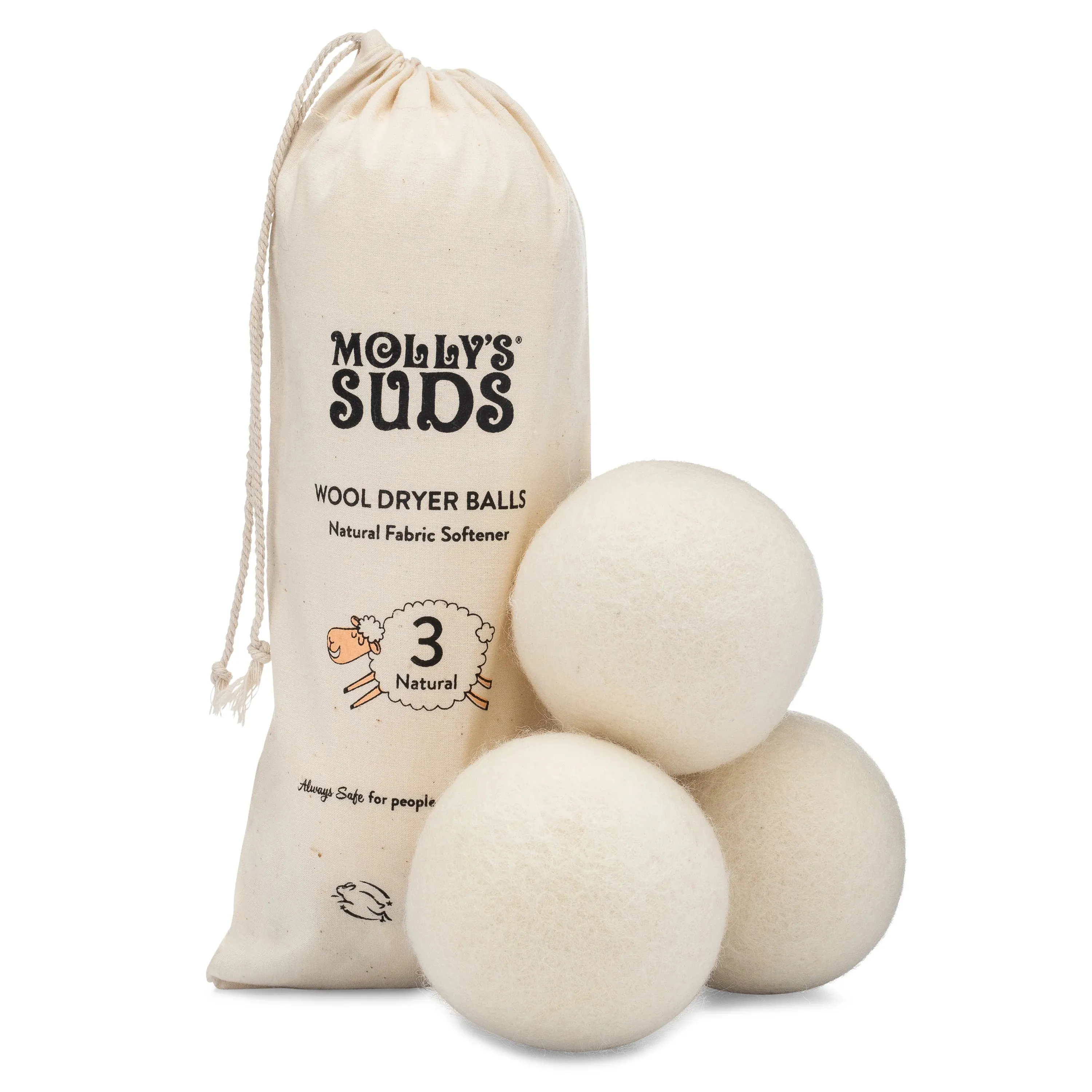 Molly's Suds Wool Dryer Balls Natural 3pk
