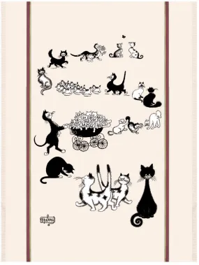 Multi Cats Dubout Cats Tea Towel