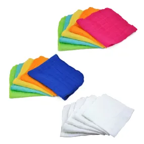 Muslin Face Cloths made from Organic Cotton (5pk)-12" x 12"