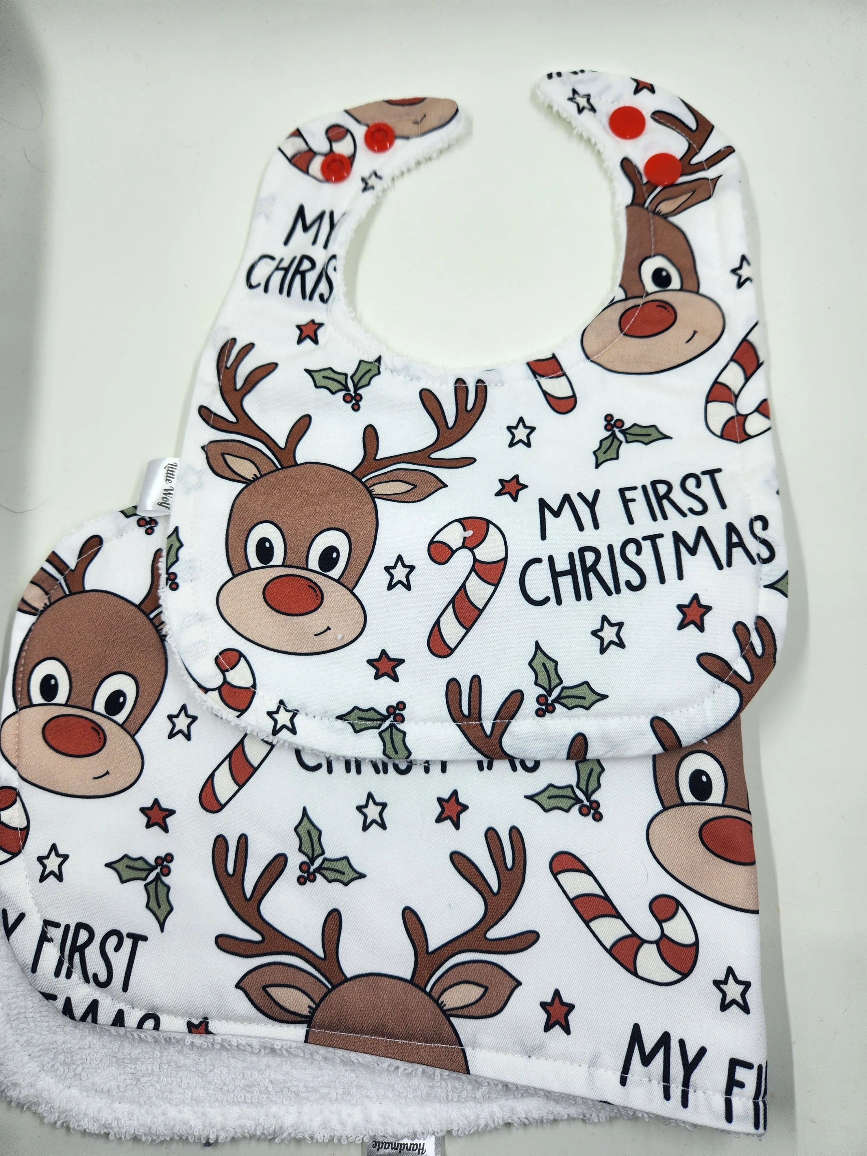 My First Christmas Bib   Burp Cloth Set