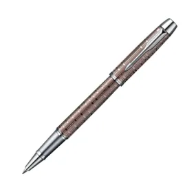 Parker IM Premium Rollerball Pen - Brown Shadow Chrome Trim (with KSGILLS Premium Gift Box   Add-on 1pc Refill)