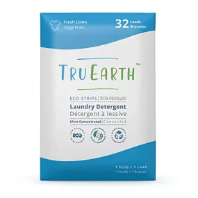 Tru Earth Hypoallergenic, Readily Biodegradable Laundry Detergent Sheets/Eco-Strips for Sensitive Skin, 32 Count (Up to 64 Loads) - Fresh Linen Scent