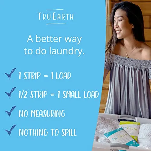 Tru Earth Hypoallergenic, Readily Biodegradable Laundry Detergent Sheets/Eco-Strips for Sensitive Skin, 32 Count (Up to 64 Loads) - Fresh Linen Scent
