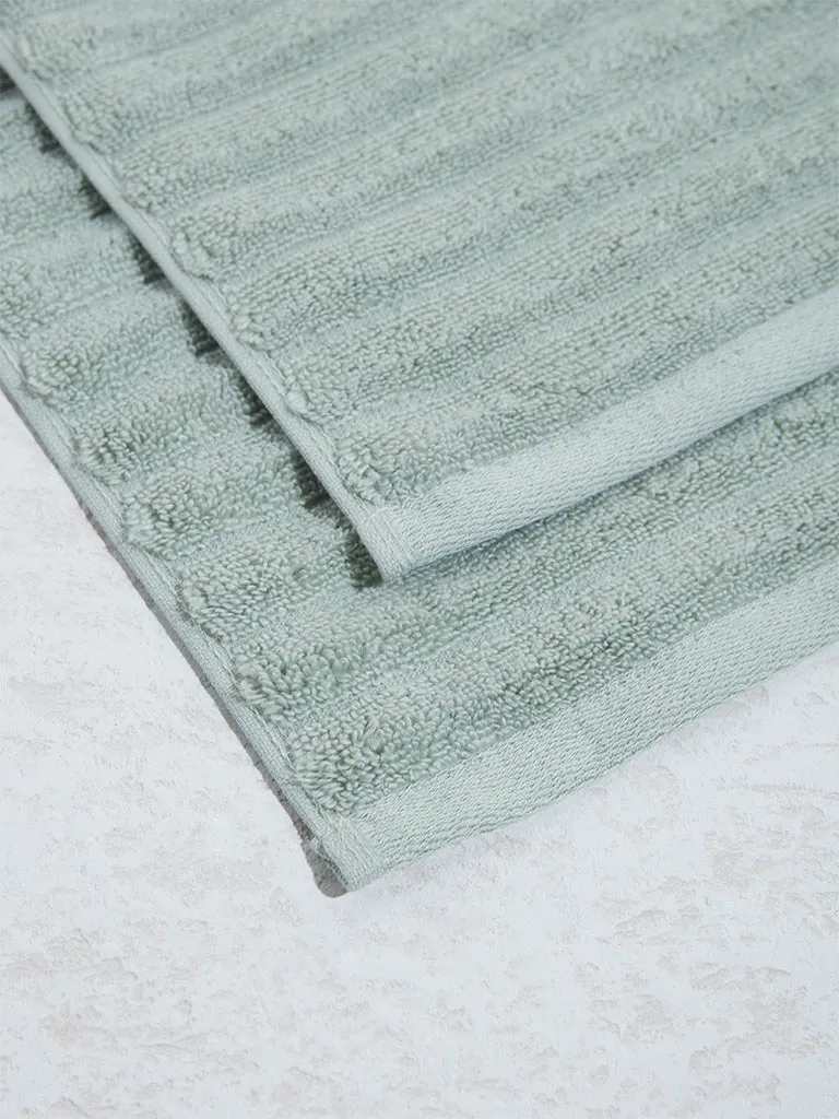 Westside Home Light Sage Self-Striped Luxe Face Towel (Set of 2)