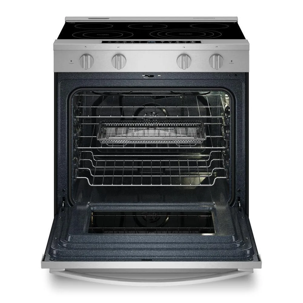 Whirlpool WSES7530RZ 30-inch Smart Slide in Electric Range with Air Cooking Technology, No Preheat Air Fry, WipeClean™ Coating, Steam/Self Clean and High Speed Preheat
