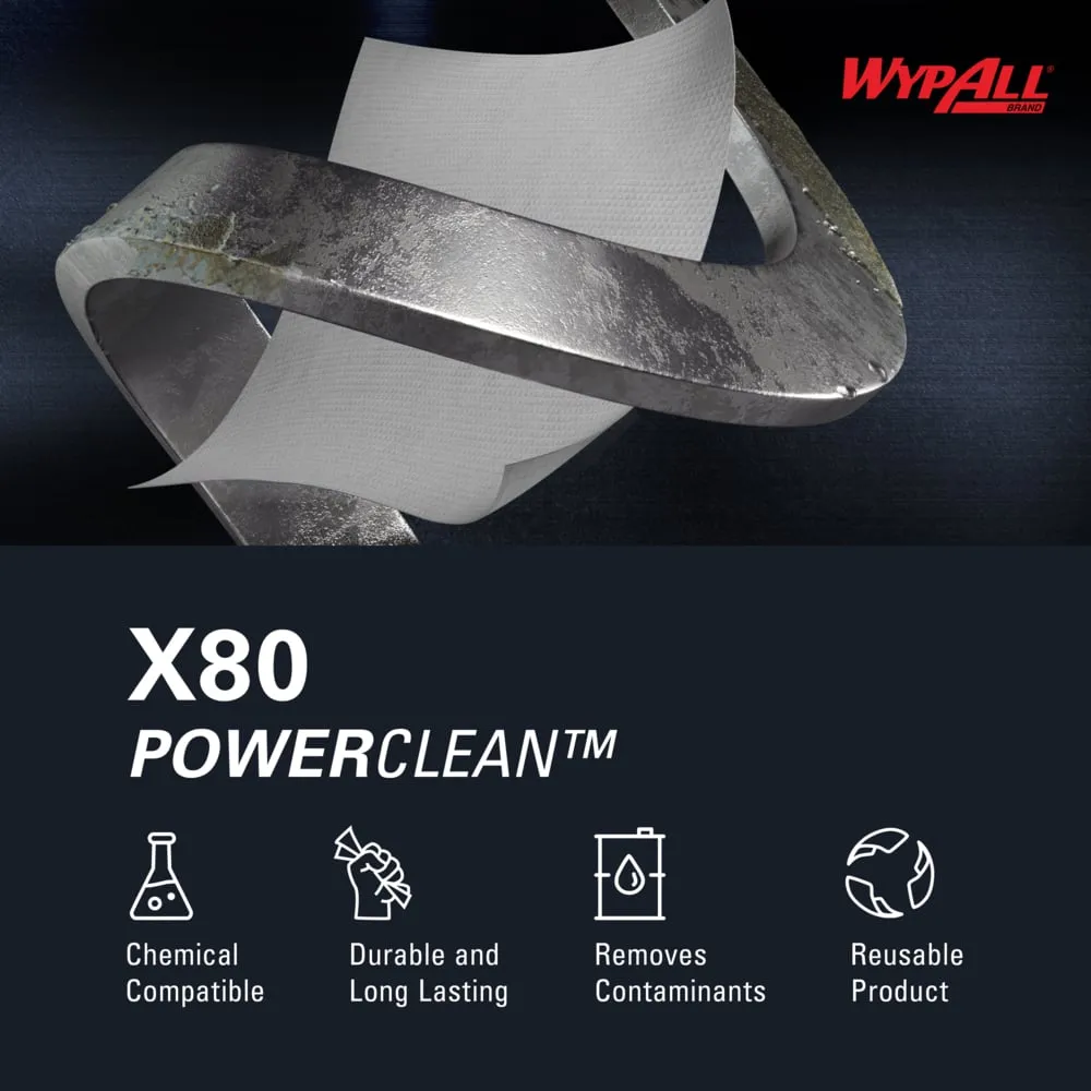 Wipers - WypAll® PowerClean™ X80 Heavy Duty Cloths, 1/4 Fold - White or Red (Case of 4 Packs), 41026 / 41029