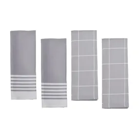 Zwilling 1013627 4-Piece Grey Kitchen Towels Set, Cotton, 21" x 28 1/2"